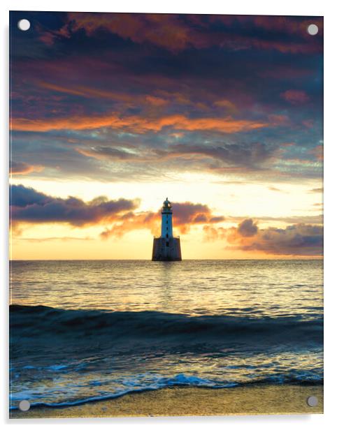 Fiery Sunrise Over Rattray Lighthouse Acrylic by Anthony McGeever