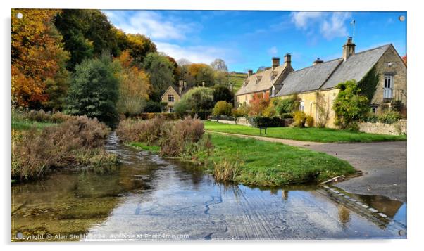 Cotswold Village Acrylic by Alan Smith