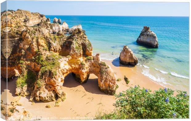 Praia dos Três Irmãos in the area of Portimão in Portugal Canvas Print by Laurent Renault