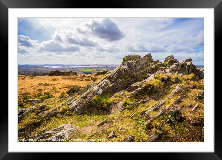 Beautiful panorama from the rocky highest point of Bretagne,  Fr Framed Mounted Print by Laurent Renault