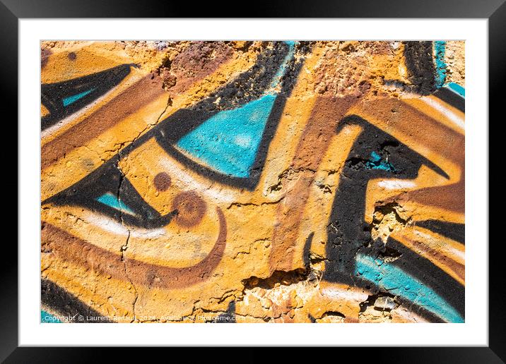 Detail of graffiti painted on the wall of a ruin in Portugal Framed Mounted Print by Laurent Renault