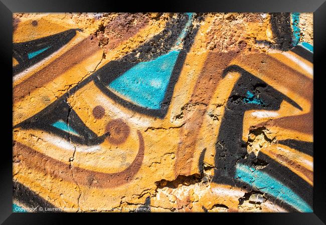 Detail of graffiti painted on the wall of a ruin in Portugal Framed Print by Laurent Renault