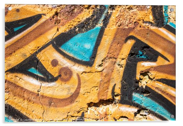 Detail of graffiti painted on the wall of a ruin in Portugal Acrylic by Laurent Renault