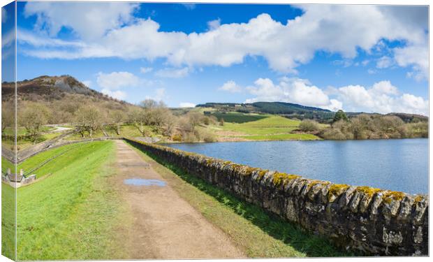 Path and stone wall surround Bottoms Reservoir Canvas Print by Jason Wells