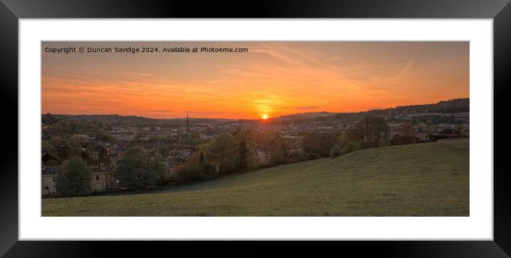 Panoramic sunset over the City of Bath Framed Mounted Print by Duncan Savidge