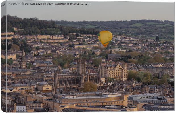 Maiden flight of Slither the Snake hot air balloon above Bath Canvas Print by Duncan Savidge
