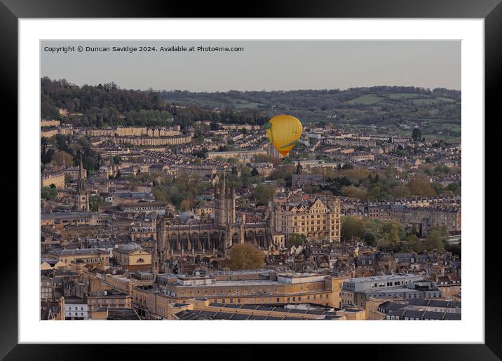 Maiden flight of Slither the Snake hot air balloon above Bath Framed Mounted Print by Duncan Savidge