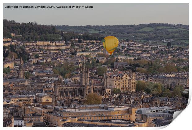 Maiden flight of Slither the Snake hot air balloon above Bath Print by Duncan Savidge