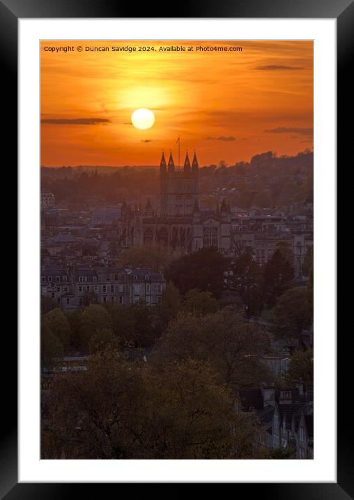Sunset over Bath Abbey Framed Mounted Print by Duncan Savidge