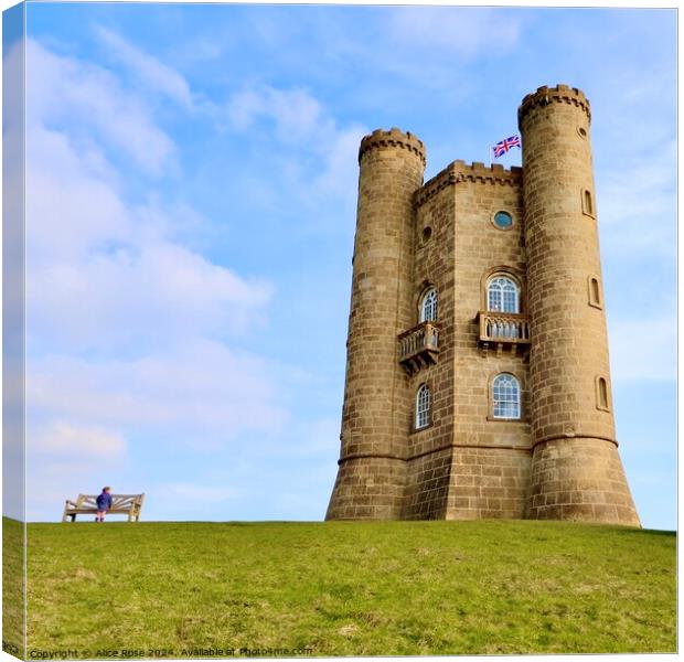 Admiring the Broadway Tower, Cotswolds Canvas Print by Alice Rose Lenton