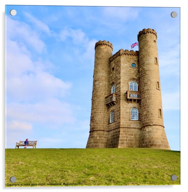 Admiring the Broadway Tower, Cotswolds Acrylic by Alice Rose Lenton