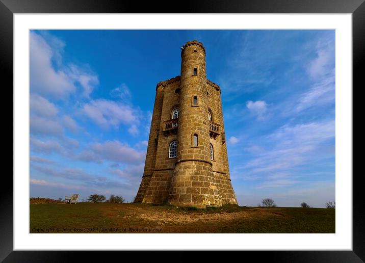 Majestic Broadway Tower in the Cotswolds Framed Mounted Print by Alice Rose Lenton