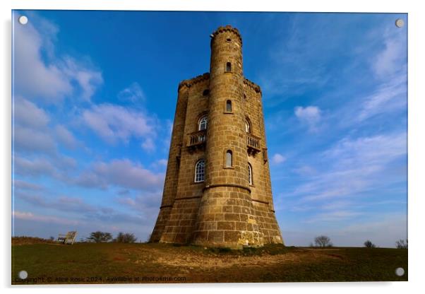 Majestic Broadway Tower in the Cotswolds Acrylic by Alice Rose Lenton