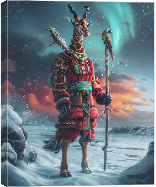 Arctic Anthropomorphic Giraffe Canvas Print by Steve Smith