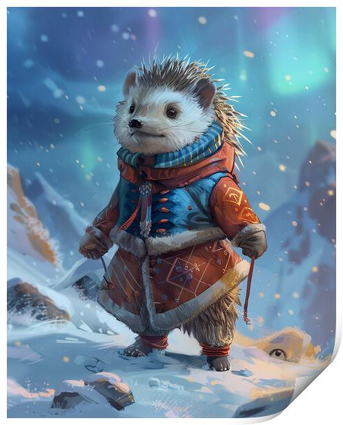Arctic Anthropomorphic Hedgehog Print by Steve Smith
