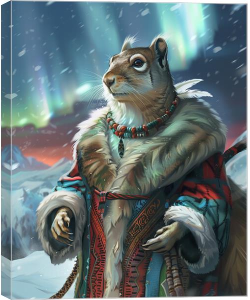 Arctic Anthropomorphic Squirrel Canvas Print by Steve Smith