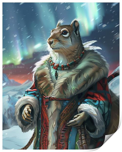 Arctic Anthropomorphic Squirrel Print by Steve Smith