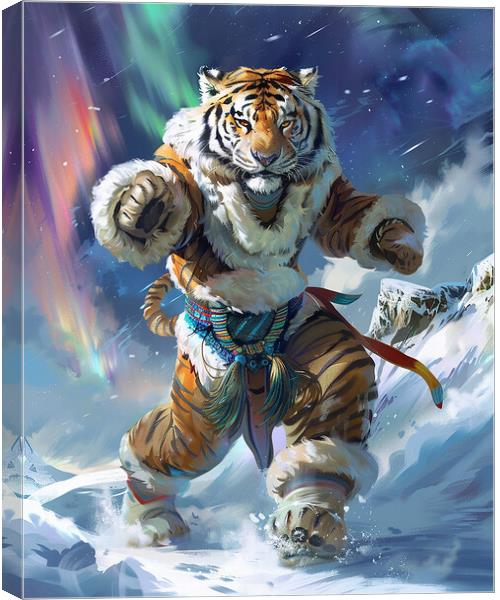 Arctic Anthropomorphic Tiger Canvas Print by Steve Smith