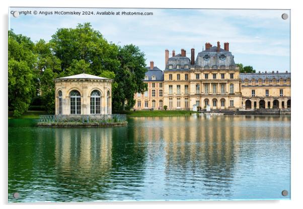 Carp Pond Château de Fontainebleau, France Acrylic by Angus McComiskey