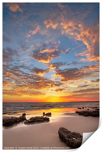 Gale Beach at Sunset. In Algarve Print by Angelo DeVal