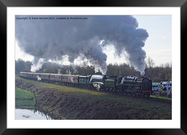 Steam locomotive double header. Framed Mounted Print by David Birchall