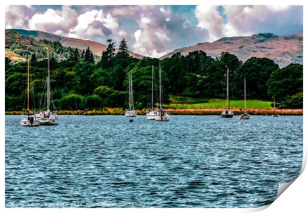 Boats on Windermere Print by Dark Blue Star