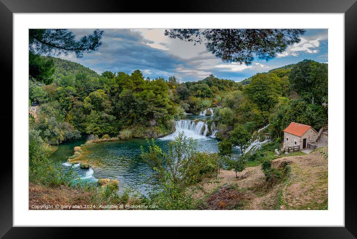 Krka waterfall Framed Mounted Print by gary allan