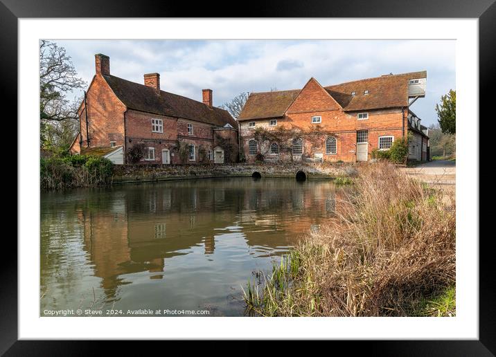 Flatford Mill & The Granary Across the River Stour, Flatford, East Bergholt, Suffolk Framed Mounted Print by Steve 
