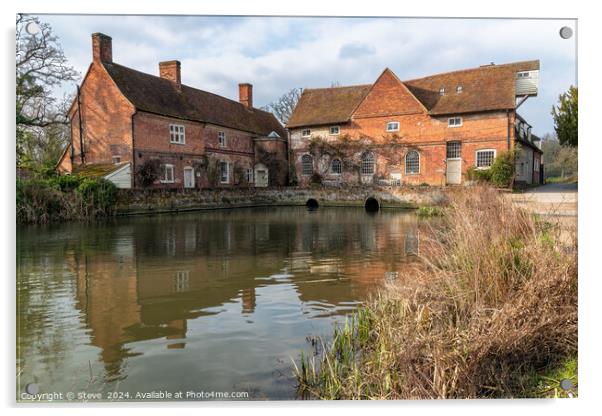 Flatford Mill & The Granary Across the River Stour, Flatford, East Bergholt, Suffolk Acrylic by Steve 