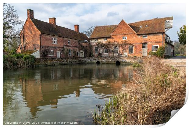 Flatford Mill & The Granary Across the River Stour, Flatford, East Bergholt, Suffolk Print by Steve 