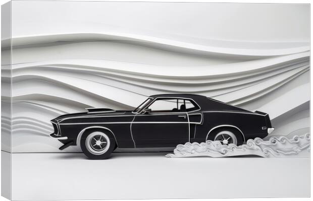 A beautiful papercut of a muscle car. Canvas Print by Michael Piepgras