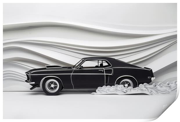 A beautiful papercut of a muscle car. Print by Michael Piepgras