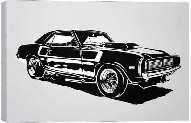 A beautiful papercut of a muscle car. Canvas Print by Michael Piepgras