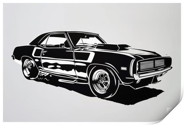 A beautiful papercut of a muscle car. Print by Michael Piepgras