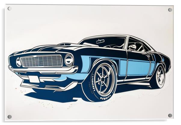 A beautiful papercut of a muscle car. Acrylic by Michael Piepgras