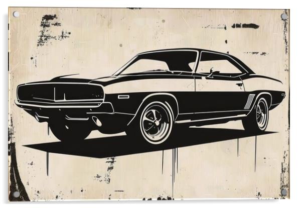 A beautiful papercut of a muscle car. Acrylic by Michael Piepgras