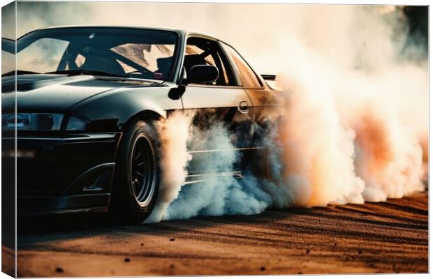 A drifting car on a track close up shot Canvas Print by Michael Piepgras