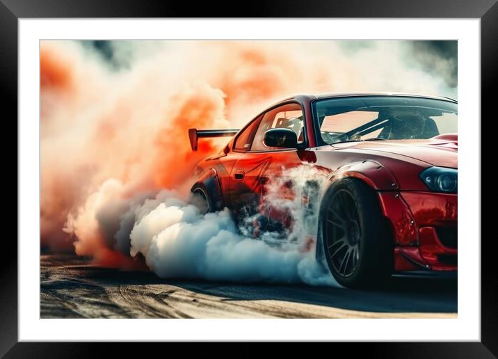 A drifting car on a track close up shot Framed Mounted Print by Michael Piepgras