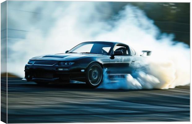 A drifting car on a track close up shot Canvas Print by Michael Piepgras