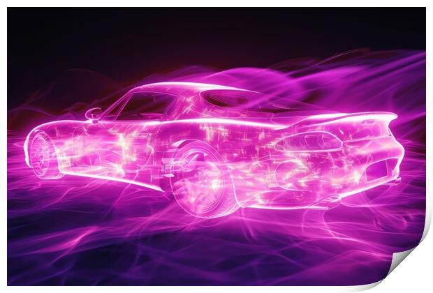 A glowing ethereal aura of a sportscar. Print by Michael Piepgras