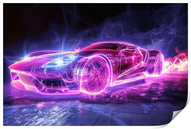 A glowing ethereal aura of a sportscar. Print by Michael Piepgras