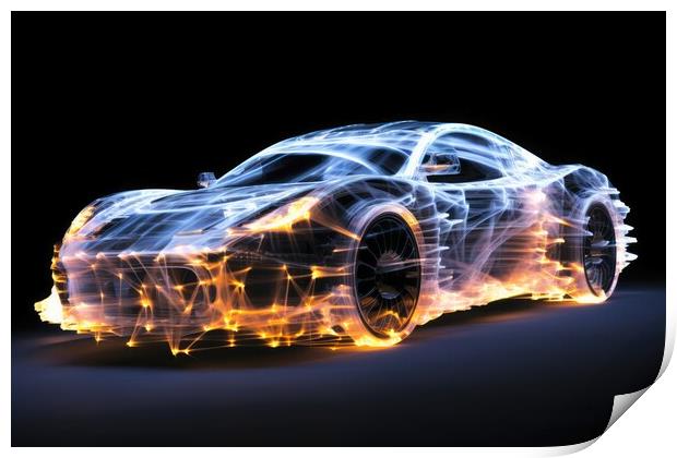 A sports car made of light. Print by Michael Piepgras