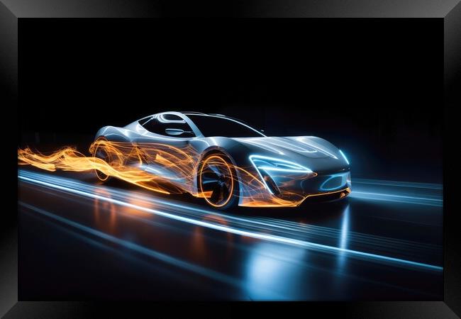 A sports car made of light. Framed Print by Michael Piepgras
