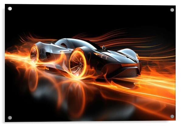 A sports car made of light. Acrylic by Michael Piepgras