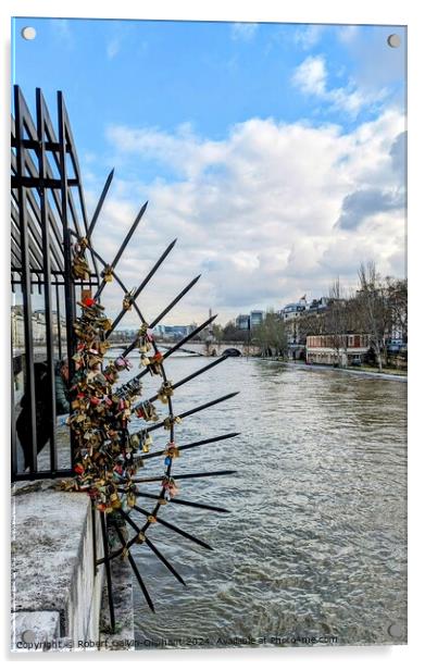 Paris love locks  Acrylic by Robert Galvin-Oliphant