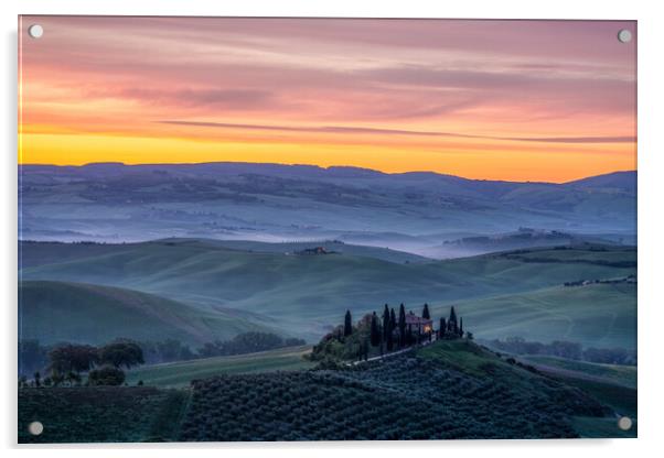 Day Break In The Val d'Orcia Acrylic by Chris Lord