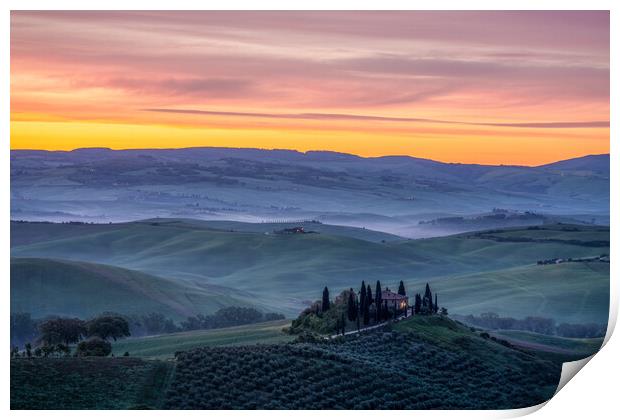 Day Break In The Val d'Orcia Print by Chris Lord