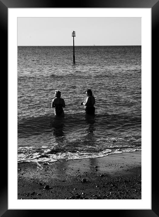 Going for a dip in the ocean   Framed Mounted Print by Dave Bell