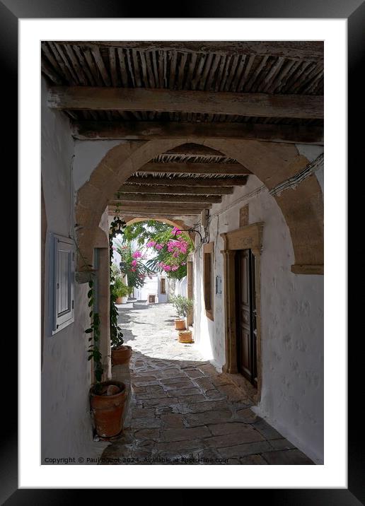 Chora covered passageway, Patmos Framed Mounted Print by Paul Boizot