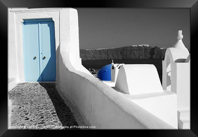 View from Oia Santorini Framed Print by Keith Cooper